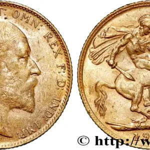 Prix Réduit OR, PALLADIUM ET PLATINE INVESTISSEMENT 1 Souverain Édouard VII 1910 Londres fwo_809368 Monde