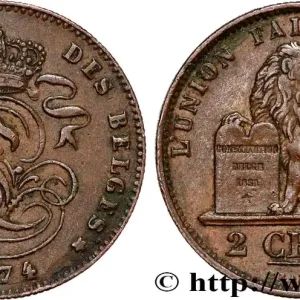BELGIQUE 2 Centimes Léopold II 1874 fwo_814449 Monde Dernière Chance