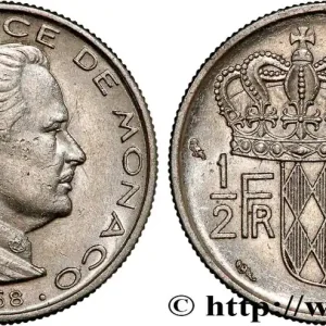 Prix Bas MONACO 1/2 Franc Rainier III 1968 Paris fwo_814553 Monde