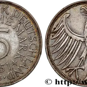 Meilleure Vente ALLEMAGNE 5 Mark aigle 1951 Karlsruhe fwo_815235 Monde