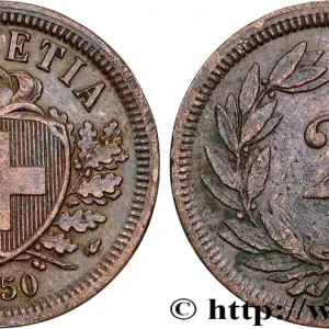 SUISSE 2 Centimes (Rappen) croix suisse 1850 Paris fwo_815754 Monde Petit Prix