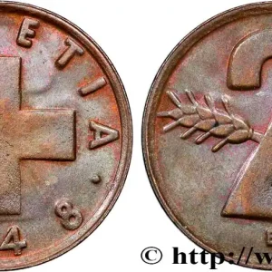 SUISSE 2 Centimes (Rappen) croix suisse 1948 Berne fwo_792615 Monde Commande En Gros