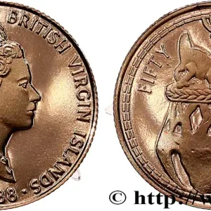 Quantité Limitée ÎLES VIERGES BRITANNIQUES 50 Dollar Proof Cloche à Cerf 1988 Franklin Mint fwo_793021 Monde