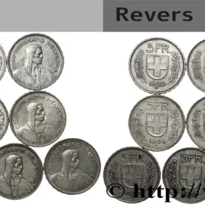 ARGENT D'INVESTISSEMENT Lot de 10 x 5 Francs Berger des alpes n.d. Berne fwo_807122 Monde Artisanat