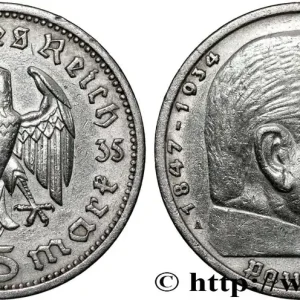 Fait Main ALLEMAGNE 5 Reichsmark Maréchal Paul von Hindenburg 1935 Berlin fwo_808856 Monde