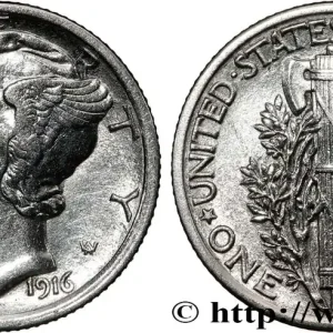 ÉTATS-UNIS D'AMÉRIQUE 1 Dime Mercury 1916 Philadelphie fwo_808870 Monde Bon Marché