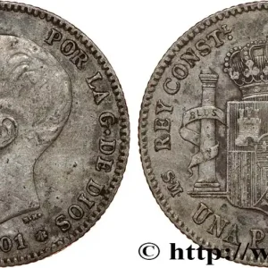 Nouveauté ESPAGNE 1 Peseta Alphonse XIII 3e type de buste 1901 Madrid fwo_810144 Monde
