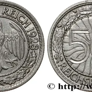 Nouvel Arrivage ALLEMAGNE 50 Reichspfennig aigle 1928 Stuttgart fwo_810153 Monde
