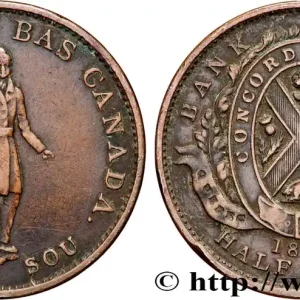 Paiement Sécurisé CANADA 1 Sou (1/2 Penny) Province du Bas Canada, Québec 1837 Boulton & Watt fwo_818092 Monde