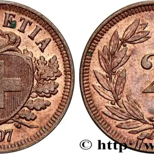 SUISSE 2 Centimes (Rappen) croix suisse 1907 Berne fwo_816099 Monde Satisfait Ou Remboursé