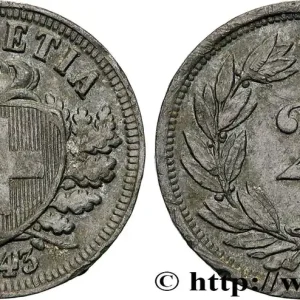 Authentique SUISSE 2 Centimes (Rappen) croix suisse 1943 Berne - B fwo_816176 Monde