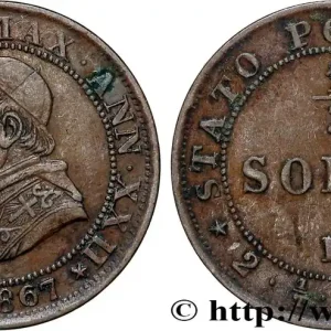 Offre Exclusive VATICAN ET ÉTATS PONTIFICAUX 1/2 Soldo (2 1/2 centesimi) Pie IX an XXII 1867 Rome fwo_789921 Monde