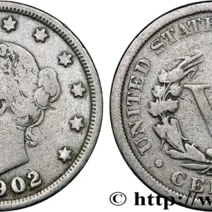ÉTATS-UNIS D'AMÉRIQUE 5 Cents Liberty Nickel 1902 Philadelphie fwo_793570 Monde Prix Choc