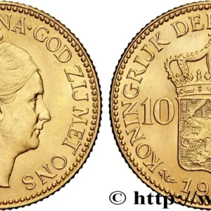 Bon Marché OR, PALLADIUM ET PLATINE INVESTISSEMENT 10 Gulden 4e type Wilhelmina 1925 Utrecht fwo_815499 Monde