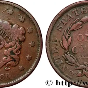 ÉTATS-UNIS D'AMÉRIQUE 1 Cent Liberté type “Matron Head” modifié 1836 fwo_819367 Monde Livraison Express