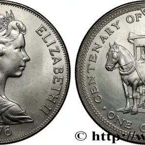 ÎLE DE MAN 1 Crown Elisabeth II / tramway hippomobile 1976 Pobjoy Mint fwo_819504 Monde Original