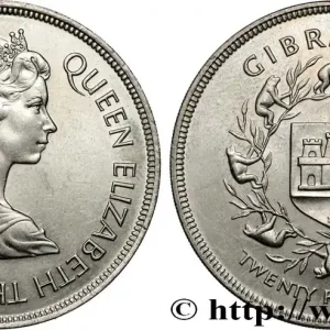 Certifié GIBRALTAR 25 Pence Elisabeth II / jubilé d’argent 1977 fwo_819508 Monde