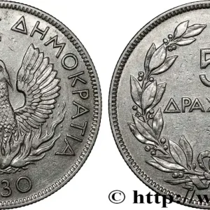 Meilleure Qualité GRÈCE 5 Drachmes Phénix 1930 fwo_747763 Monde
