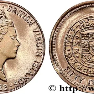 ÎLES VIERGES BRITANNIQUES 50 Dollar Proof Monnaie espagnole 1988 Franklin Mint fwo_793027 Monde Offre Exclusive