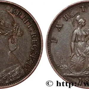 Premium ROYAUME-UNI 1 Farthing Victoria “Bun Head” 1875 Londres fwo_807859 Monde