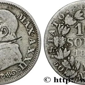 VATICAN ET ÉTATS PONTIFICAUX 10 Soldi (50 Centesimi) Pie IX an XXII 1868 Rome fwo_812266 Monde Retour Gratuit