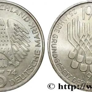 ALLEMAGNE 5 Mark Proof 25e anniversaire de la République Fédérale 1974 Stuttgart fwo_819613 Monde Pas Cher