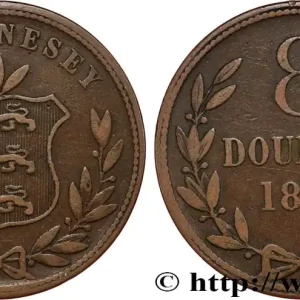 GUERNESEY 8 Doubles armes du baillage de Guernesey 1864 Heaton fwo_819693 Monde Prix Cassé