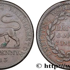 ROYAUME-UNI (TOKENS) 1 Penny British Copper Company - laminoirs de Walthamston 1813 fwo_818949 Monde Haute Qualité