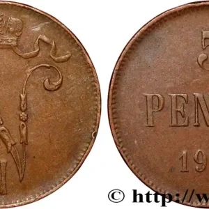 FINLANDE 5 Pennia monogramme Tsar Nicolas II 1916 fwo_820360 Monde Garantie Incluse