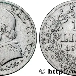 VATICAN ET ÉTATS PONTIFICAUX 1 Lira Pie IX an XXI 1867 Rome fwo_824398 Monde Usine Directe