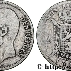 BELGIQUE 2 Francs Léopold II légende française 1867 fwo_801892 Monde Réduction