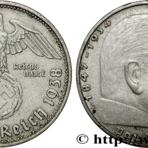 ALLEMAGNE 2 Reichsmark Maréchal Paul von Hindenburg 1938 Munich fwo_809745 Monde Édition Limitée