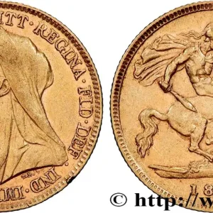 OR, PALLADIUM ET PLATINE INVESTISSEMENT 1/2 Souverain Victoria vieille tête 1897 Londres fwo_817435 Monde Nouvelle Collection