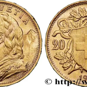 OR, PALLADIUM ET PLATINE INVESTISSEMENT 20 Francs "Vreneli" 1922 Berne fwo_820529 Monde Meilleure Vente