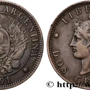 ARGENTINE 2 Centavos emblème / “Liberté” 1891 fwo_821614 Monde Bon Plan