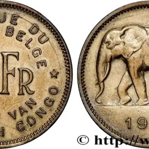 CONGO BELGE 2 Francs éléphant 1947 fwo_821697 Monde Meilleur Choix