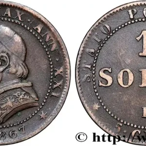 VATICAN ET ÉTATS PONTIFICAUX 1 Soldo an XXI buste large 1867 Rome fwo_821727 Monde Réduction