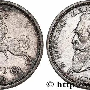 Offre Limitée LITUANIE 5 Litai chevalier Vitis / Dr Jonas Basanavicius 1936 fwo_749322 Monde