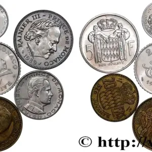 Haute Qualité MONACO Lot de sept monnaies de Rainier III n.d. Paris fwo_823089 Monde