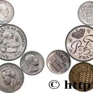 MONACO Lot de dix monnaies de Rainier III n.d. Paris fwo_823096 Monde Vente Flash