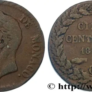 Meilleure Vente MONACO 5 Centimes Honoré V petite tête en cuivre rouge 1837 Monaco fwo_823153 Monde