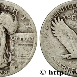 Livraison Mondiale ÉTATS-UNIS D'AMÉRIQUE 1/4 Dollar Liberté 1928 San Francisco - S fwo_798212 Monde