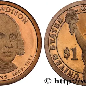 Tendance ÉTATS-UNIS D'AMÉRIQUE 1 Dollar Présidentiel Proof James Madison 2007 San Francisco fwo_806515 Monde