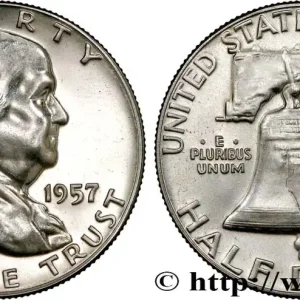 Commander Maintenant ÉTATS-UNIS D'AMÉRIQUE 1/2 Dollar Benjamin Franklin 1957 Philadelphie fwo_810494 Monde