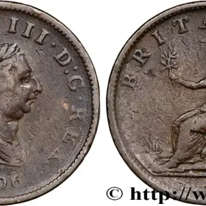 ROYAUME-UNI 1/2 Penny Georges III tête laurée 1806 Soho fwo_810511 Monde Livraison Mondiale