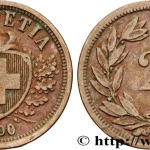 Marque SUISSE 2 Centimes (Rappen) croix suisse 1890 Berne - B fwo_815969 Monde