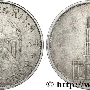ALLEMAGNE 5 Reichsmark Église de la garnison de Potsdam 1934 Berlin fwo_817726 Monde Prix Cassé