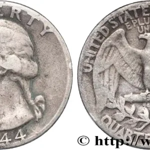 ÉTATS-UNIS D'AMÉRIQUE 1/4 Dollar Georges Washington 1944 Philadelphie fwo_821966 Monde Nouveauté