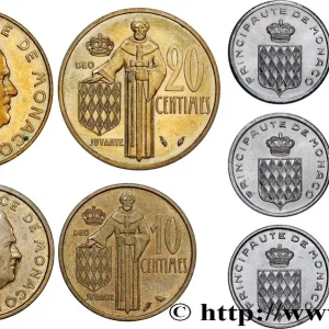 Expédition Rapide MONACO Lot de cinq monnaies centimes de Rainier III n.d. Paris fwo_823068 Monde