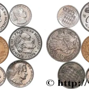 MONACO Lot de neuf monnaies de Rainier III n.d. Paris fwo_823095 Monde Populaire